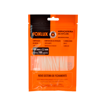Abracadeira nylon 100x2,5mm c/100 bca foxlux