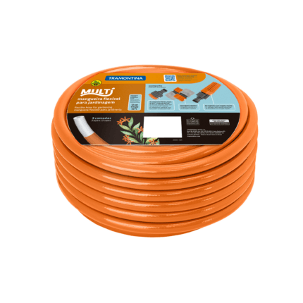 Mangueira Multi 1/2" - Laranja 15m C/ Engates Rápidos e Esguicho