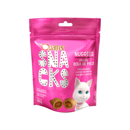 Quatree snacks nuggets gatos bola de pelo frango 60g