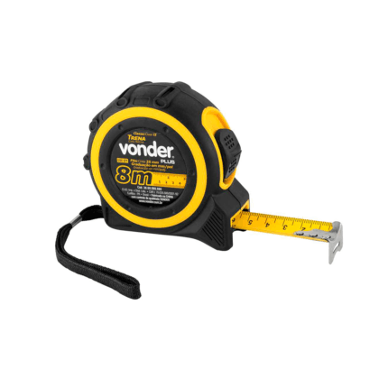 Trena 8mx25mm mm/pol. Fita de Aço Caixa Plástica Emborrachada VONDER PLUS